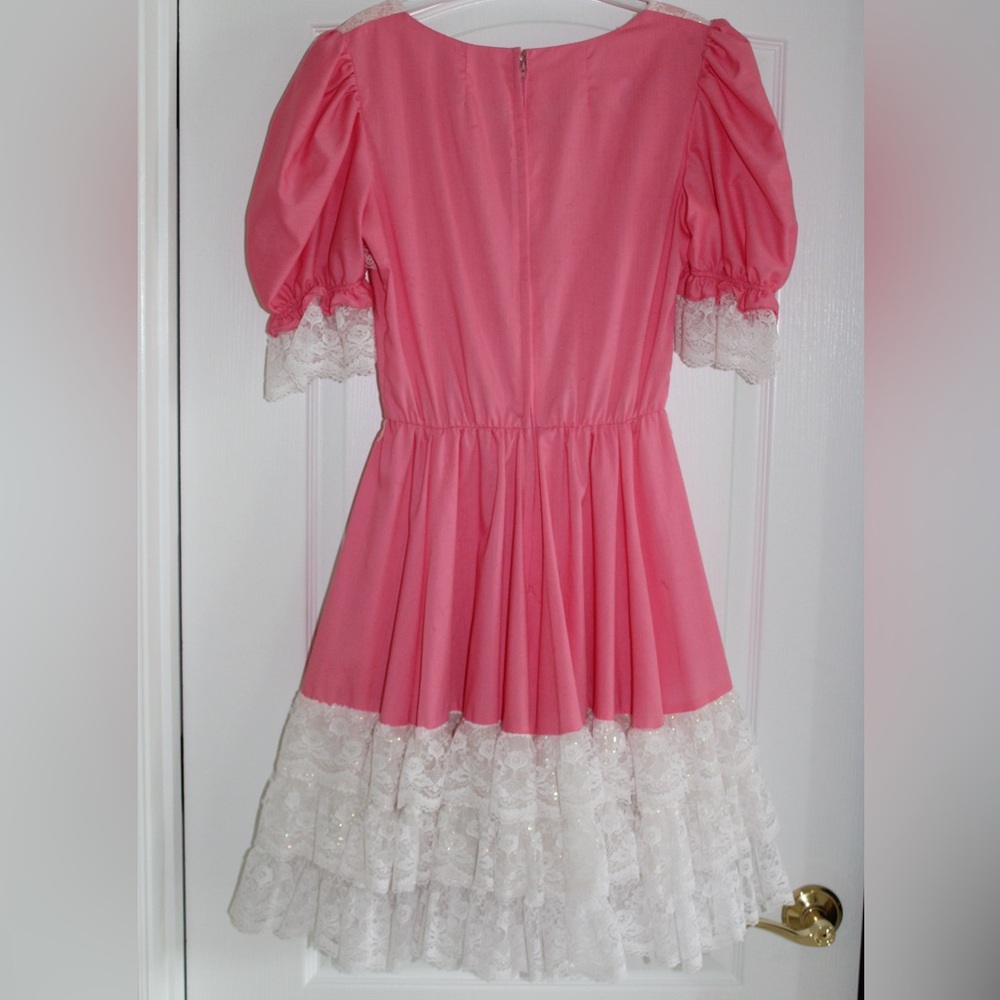 Pink & White Vintage Square Dance Dress Size 12 - Picture 4 of 11